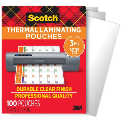Scotch Thermal Laminating Pouches – Letter Size, 8.9 x 11.4 Inches, 3 Mil, 100 Pack, Clear Laminating Sheets