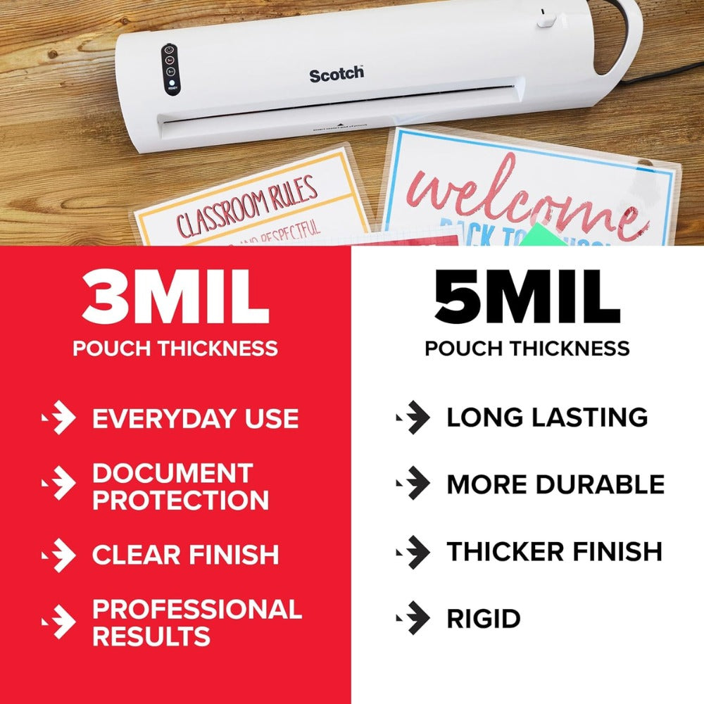 Scotch Thermal Laminating Pouches – Letter Size, 8.9 x 11.4 Inches, 3 Mil, 100 Pack, Clear Laminating Sheets