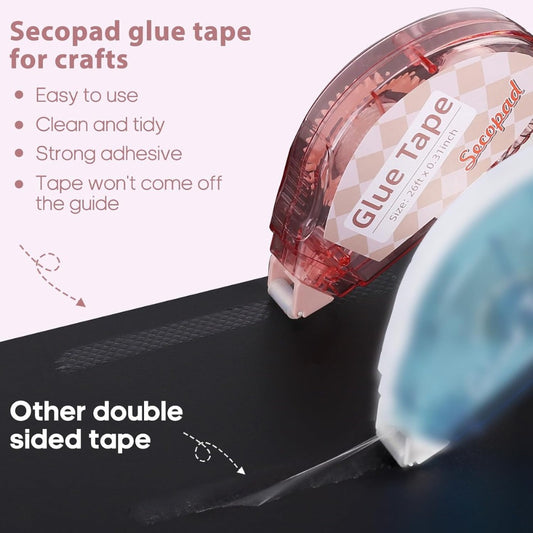 Secopad Scrapbook Glue Tape 4 Pack, 26ft Craft Adhesive Tape Runners, Light-Colored Shell