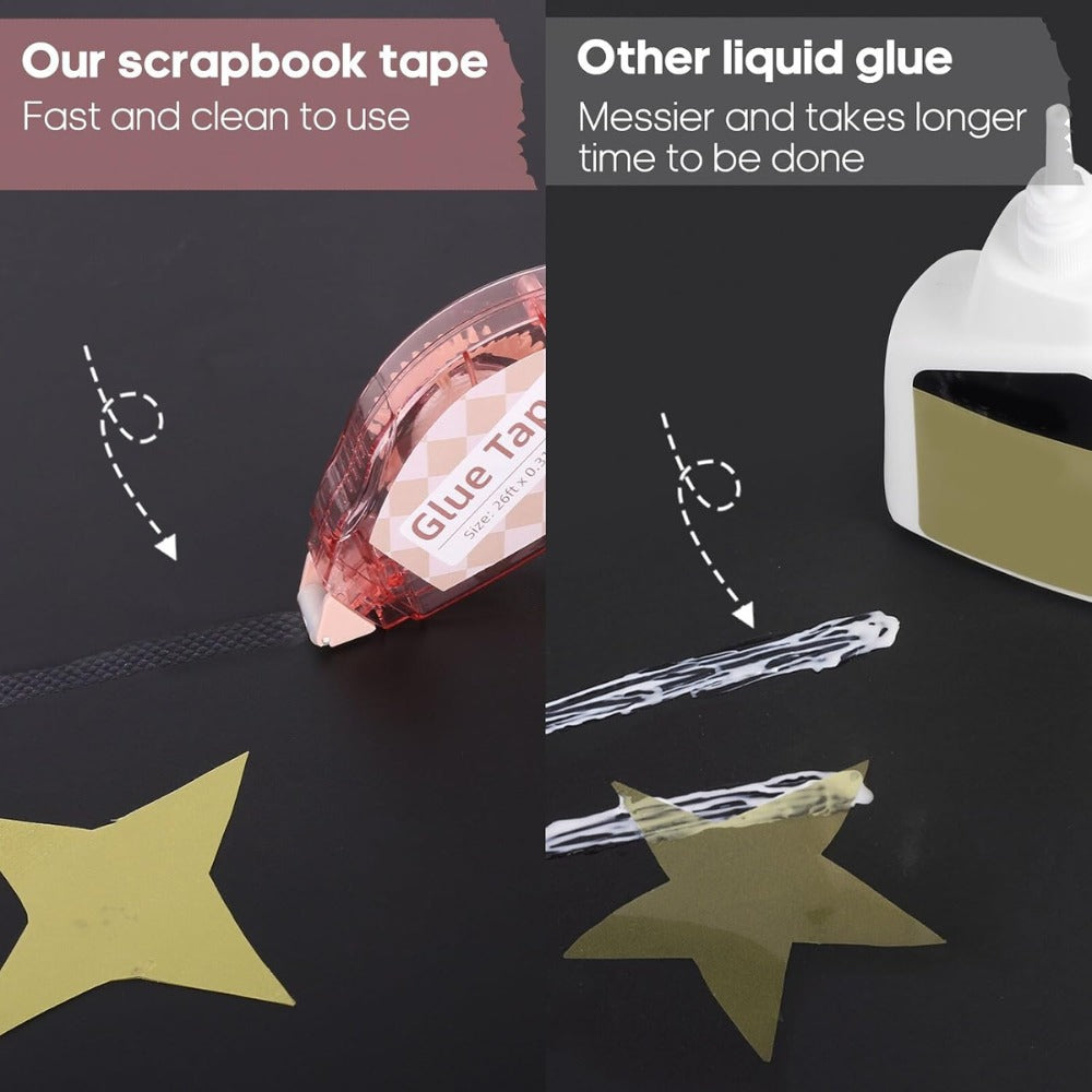 Secopad Scrapbook Glue Tape 4 Pack, 26ft Craft Adhesive Tape Runners, Light-Colored Shell