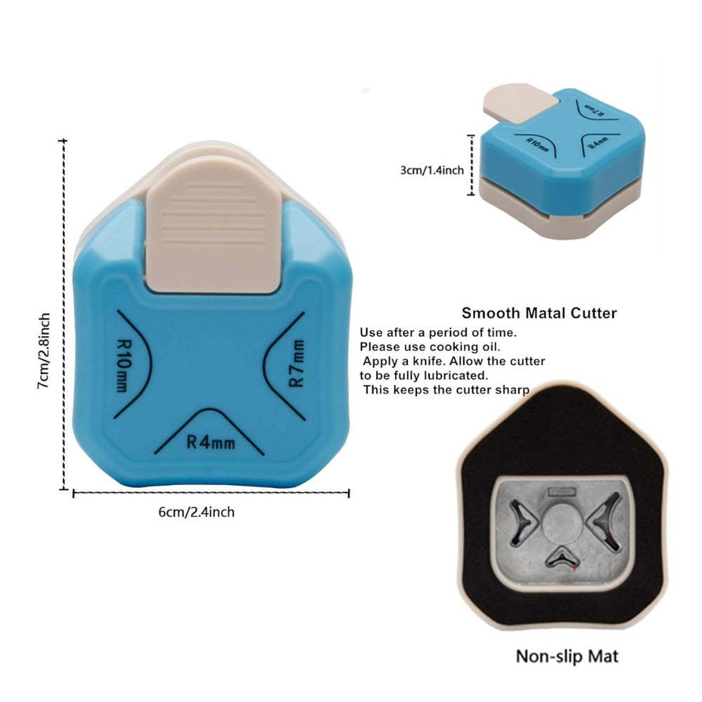 QIQQIKIN 3-in-1 Paper Corner Rounder Punch, R4mm R7mm R10mm, Craft Cutter for Card Making, Scrapbooking & Journaling