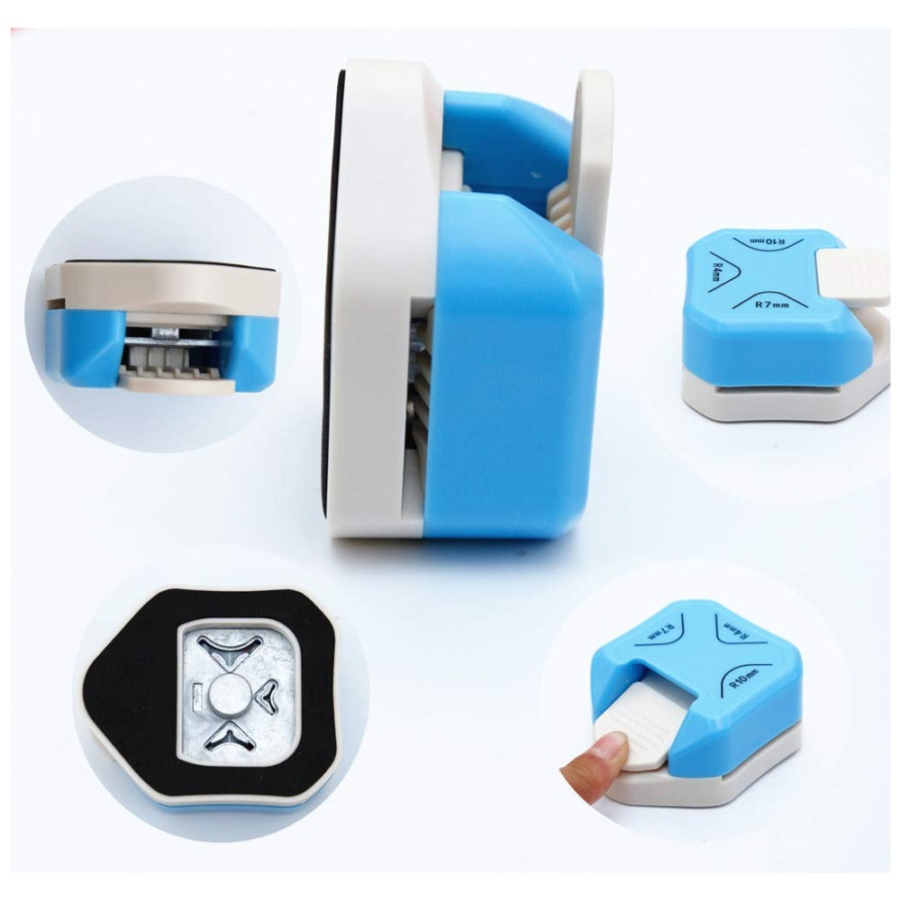 QIQQIKIN 3-in-1 Paper Corner Rounder Punch, R4mm R7mm R10mm, Craft Cutter for Card Making, Scrapbooking & Journaling