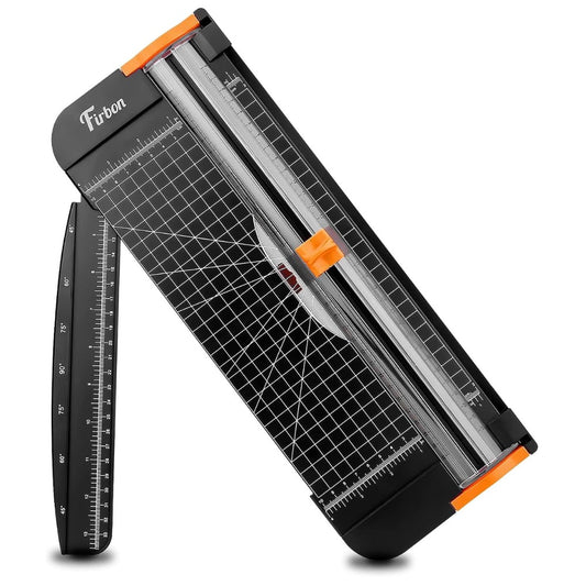 Firbon A4 Paper Cutter, 12 Inch Paper Trimmer with Extended Ruler, 10.6" Cutting Length, Black