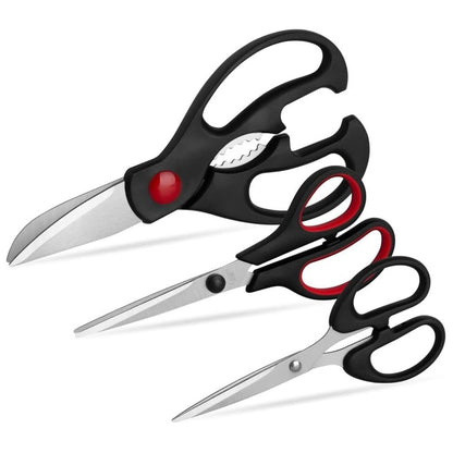 QtoiKce Kitchen Shears Set, 3 Pack Stainless Steel Kitchen Scissors, All Purpose Poultry Shears for Cooking, Food Prep & Home Use