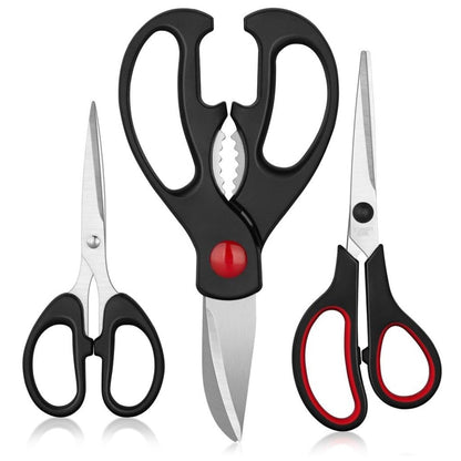 QtoiKce Kitchen Shears Set, 3 Pack Stainless Steel Kitchen Scissors, All Purpose Poultry Shears for Cooking, Food Prep & Home Use